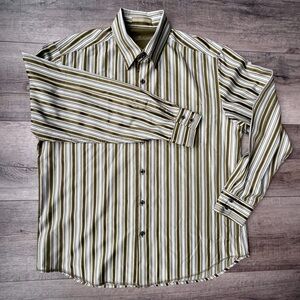 Tommy Bahama Long Sleeve Silk Button Up Shirt Office Classic Striped Quality